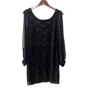 Scarlett Women’s Black Mini Lace & Sequins Cocktail Dress Size 8 NWOT